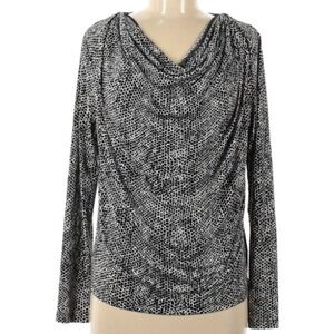 Jones New York Women’s Long Sleeve Drape Neck reptile skin Print Blouse medium